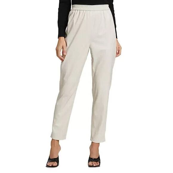 NWT 7 for All Mankind Faux Leather Pull-On Joggers Pants Women's Cream Size L - Picture 3 of 10